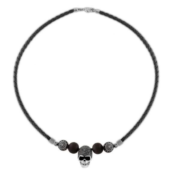 new Swarovski ㋛ Taddeo Metal Beads Crystal Skull Necklace ㋛ Jet Hematite ㋛ Black - Picture 15 of 16